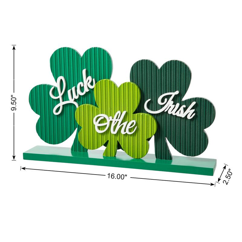 Glitzhome 16"L St. Patrick's Wooden Shamrocks Table decor