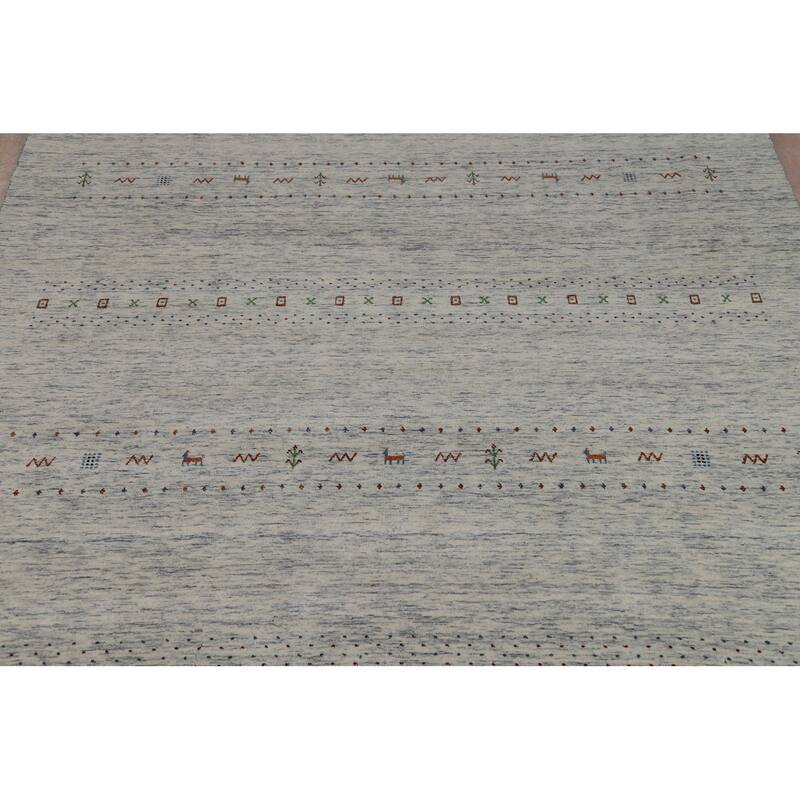Tribal Animals Gabbeh Oriental Area Rug Handmade Wool Carpet - 8'1"x 9'9"