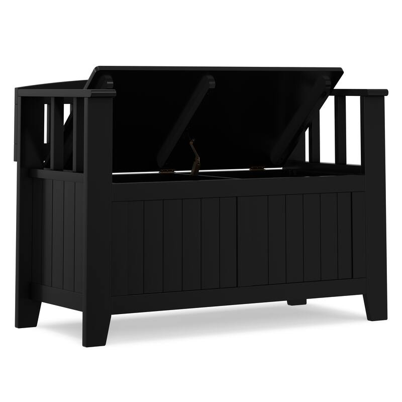 WYNDENHALL Normandy Solid Wood 36 inch Wide Small Storage Bench and 36 inch Wide Storage Cabinet