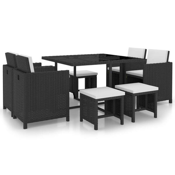 Vidaxl Outdoor Dining Set 21 Piece Wicker Black Garden Furniture Overstock 26236586