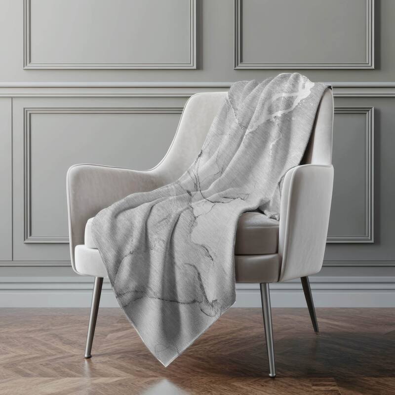 Premium Machine Washable Abstract Contemporary Sherpa Throw Blanket - Gray - 4'2" x 5'10"