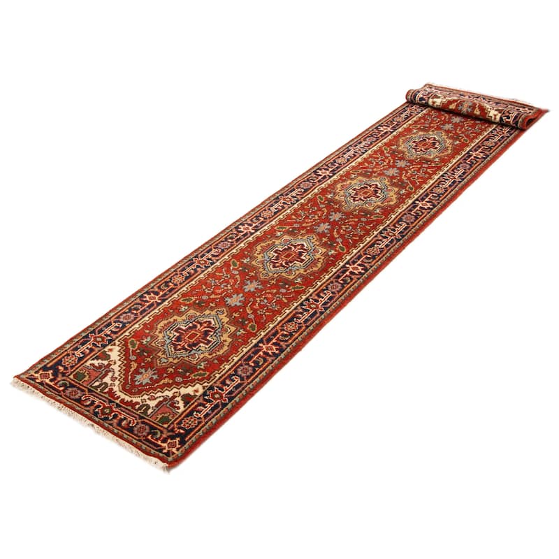 ECARPETGALLERY Hand-knotted Serapi Heritage Red Wool Rug - 2'7 x 18'1