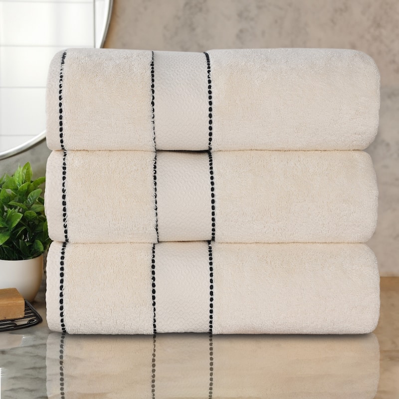 Superior Niles Cotton Ultra-Plush Absorbent Bath Towels, Set of 3 - Ivory