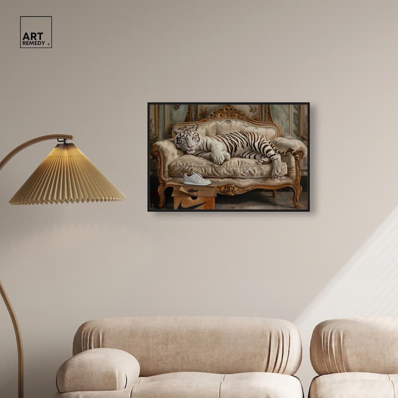 Lounging Sneaker Tiger Canvas by Art Remedy