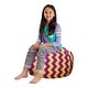 preview thumbnail 110 of 192, Kids' Stuffed Animal Storage Bean Bag Chair Cover or Toy Organizer 27 Inches Medium - Pattern Chevron Purple and Yellow