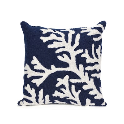 Liora Manne Frontporch Coral Indoor/Outdoor Pillow Navy 18" Square