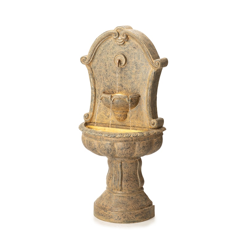Glitzhome 49''H Oversized Faux Granite Multi-tiered Pedestal Outdoor Floor Fountain