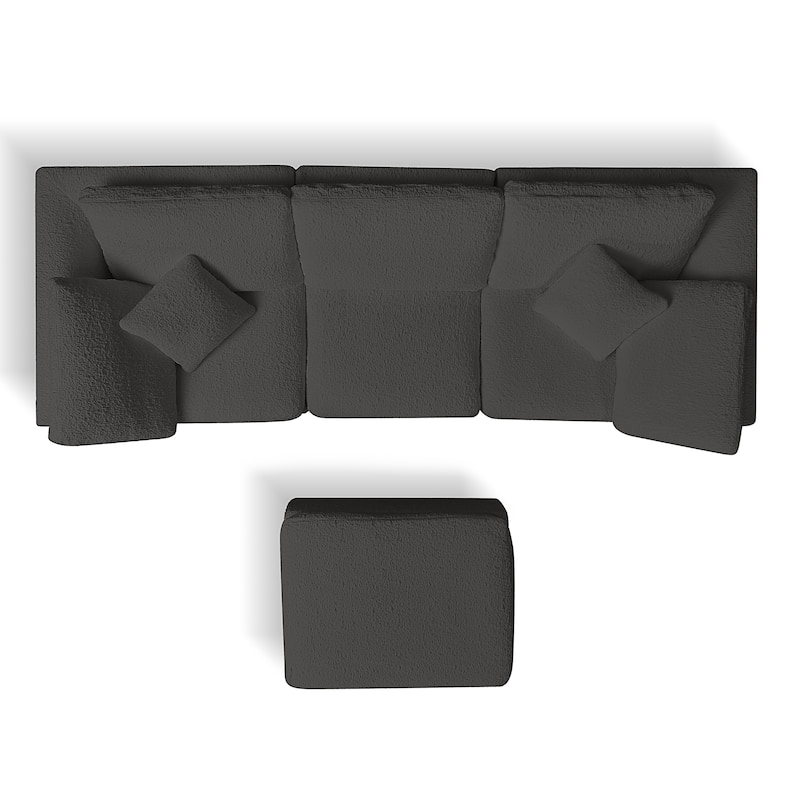 Floor Standing L-shaped Sectional Sofa Modular Deep Seat Couch Chenille Sleeper Sofa Bed with Ottoman Chaise Lounge and Pillows