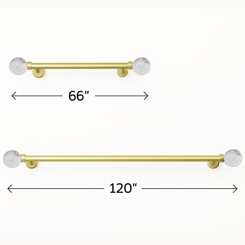 Clear Ball Bubbles Gold Modern Curtain Rod For Windows (66" - 120") - 66" - 120" inches