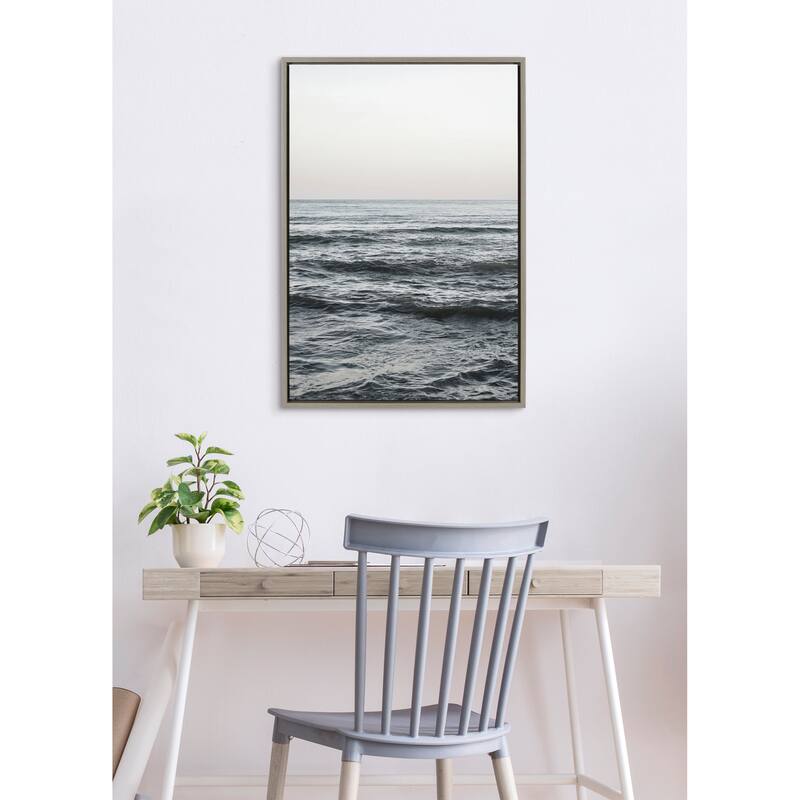 Kate and Laurel Sylvie Calm Ocean Framed Canvas by Vidal Hernandez