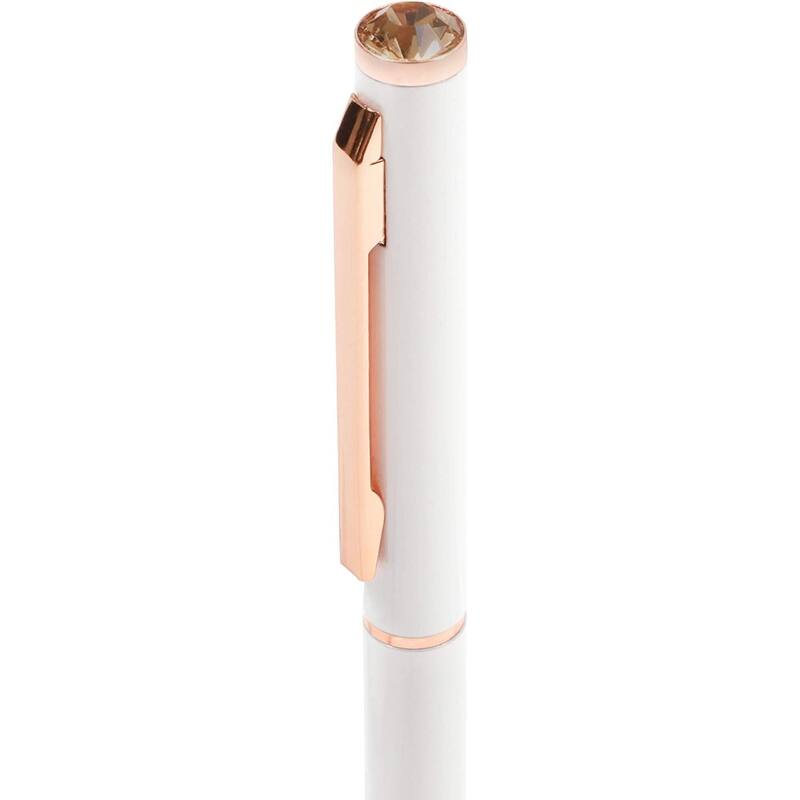 Paper Junkie White Ball Point Pens and Rose Gold Gemstone (8-Pack)
