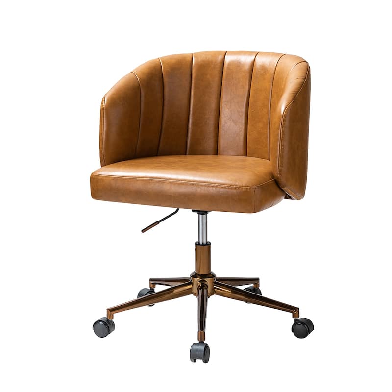 Gia Mid-century Modern Vegan Leather Ergonomic Office Chair by HULALA HOME