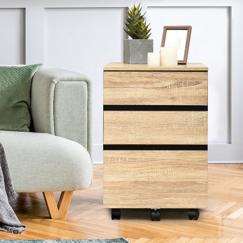 Costway 3-Drawer Mobile File Cabinet Vertical Filling Cabinet for Home