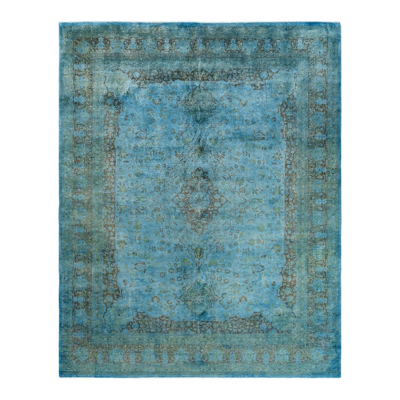Fine Vibrance One-of-a-Kind Hand-Knotted Area Rug - Blue, 8' 1" x 10' 1" - 8' 1" x 10' 1"