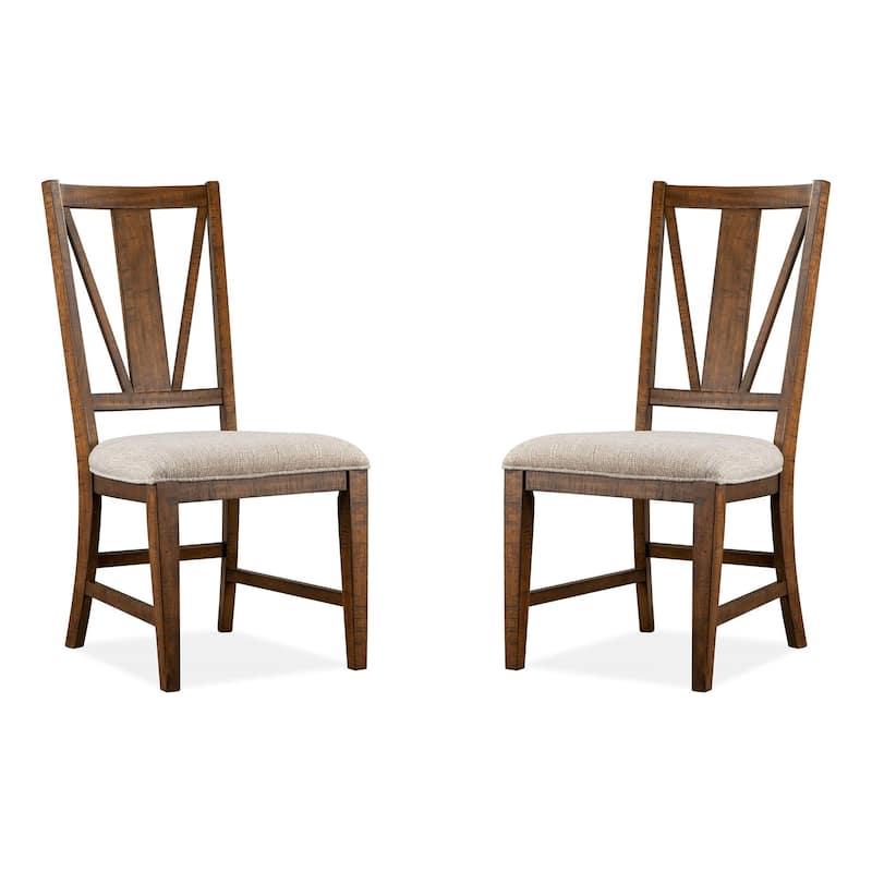 Magnussen Home Bay Creek Toasted Nutmeg Upholstered Side Chair Two Pack - 19.75''W x 23.25''D x 40''H - Set of 2 - 19.75''W x 23.25''D x 40''H - Toasted Nutmeg - Dining Height