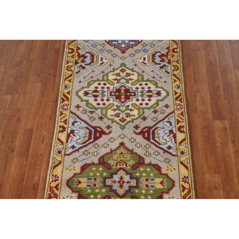 Geometric Kazak Oriental Rug Hand-Knotted Wool Carpet - 2'6"x 5'11"