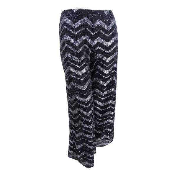 Msk Women S Metallic Chevron Print Pants 6 Black Silver 6 Overstock 26444152