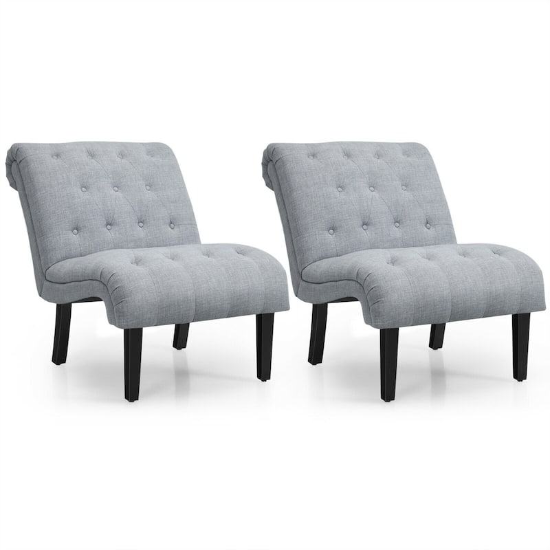 Gymax Set of 2 Armless Accent Chair Upholstered Tufted Lounge Chair - 38.5'' x 27.5'' x 33''