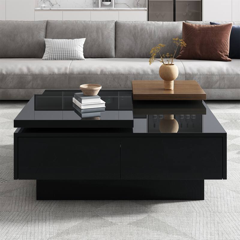 Movable Top Coffee Table - Black