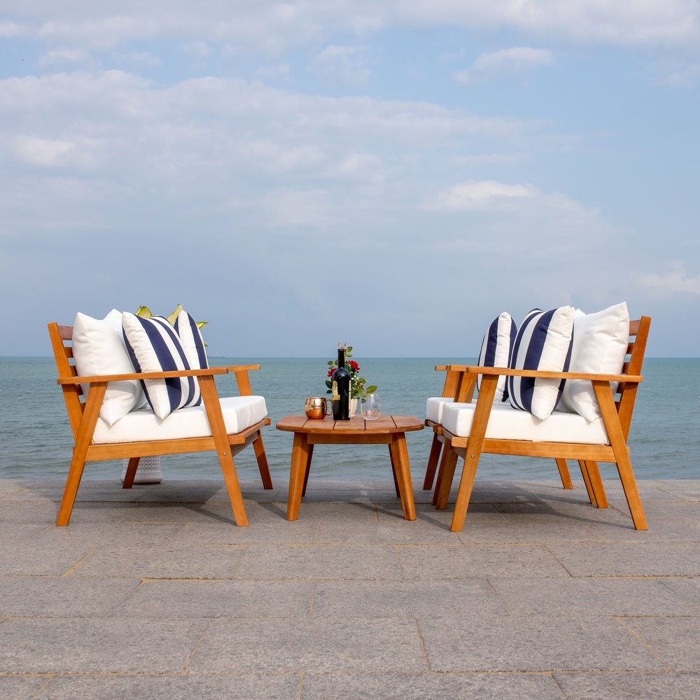 SAFAVIEH Outdoor Deacon 4-piece Conversation Patio Set. - 49" W x 30" D x 31" H