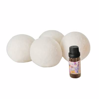 Laura Ashley 4 Pack Wool Dryer Balls and Lavender Essential Oil Kit - 2.83x2.83x2.83