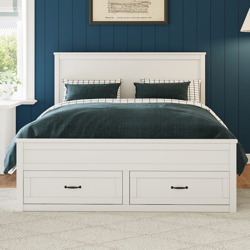 Modern Queen Size Wood Storage Bed Frame with 6 Drawers