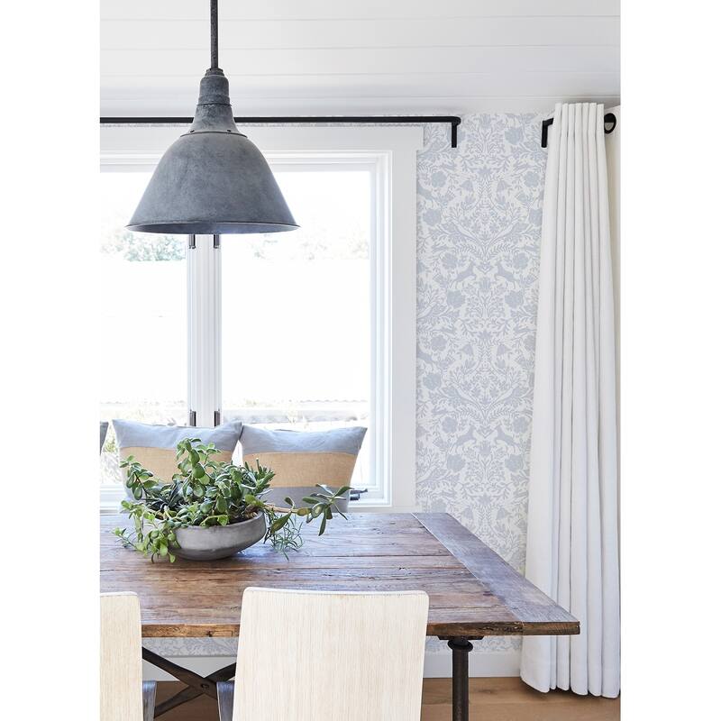 Chesapeake Forest Dance Light Blue Damask Wallpaper