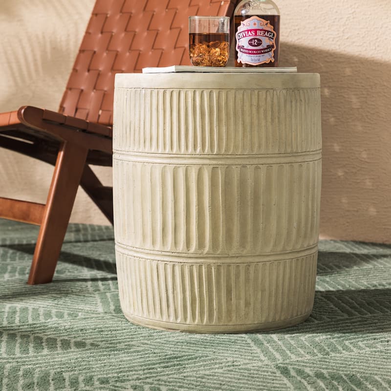 Glitzhome 18"H Modern MGO Faux Drum Garden Stool Accent Table