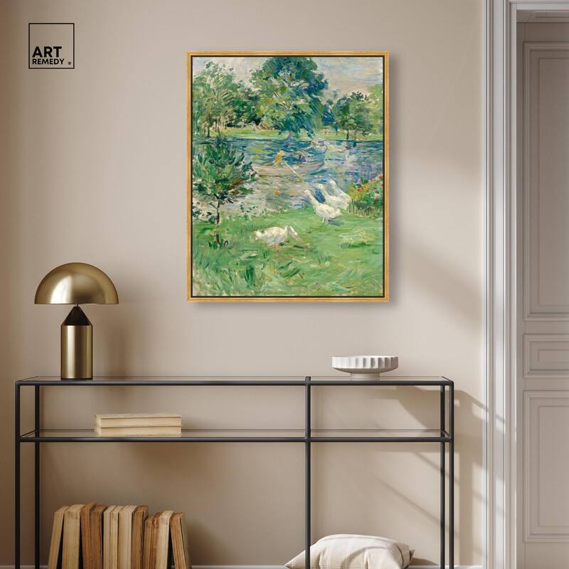 Morisot Girl in Boat with Geese Canvas by Art Remedy