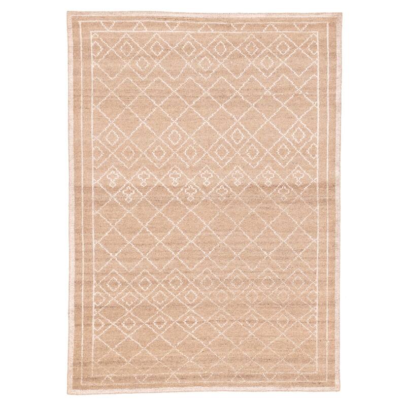ECARPETGALLERY Hand-knotted Tangier Tan Silk, Wool Rug - 5'6 x 7'10
