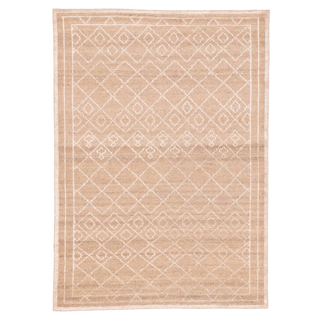 ECARPETGALLERY Hand-knotted Tangier Tan Silk, Wool Rug - 5'6 x 7'10