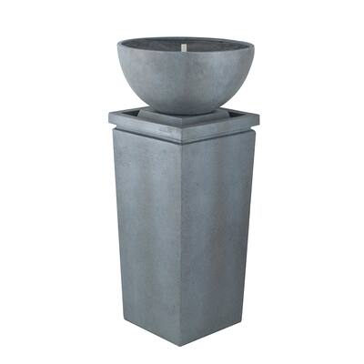 45" Tall Gray Finish Outdoor Zen Bowl Fountain