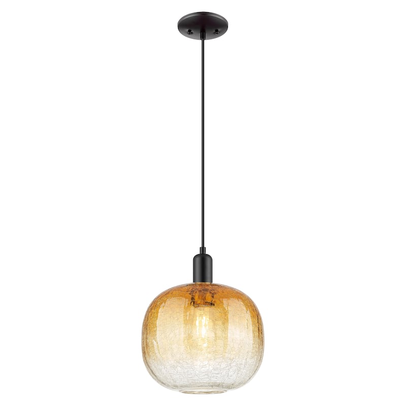 Innovations Lighting Downtown Urban - Brookhaven Sphere - 1 Light 10" Cord Hung Mini Pendant - Amber Shade/Matte Black