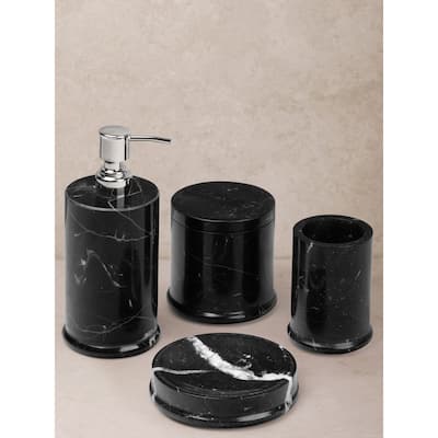 Marquina Marble Bath Accessories - Set of 4