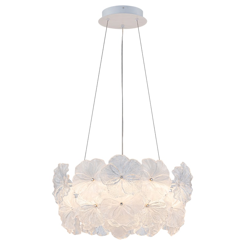 Modern LED Chandelier Clear & Frosted Glass Floral Petals Dimmable
