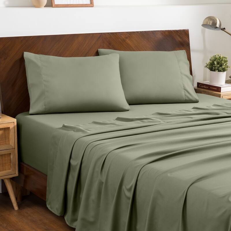 Bare Home Microfiber Sheet Set with Envelope Pillowcases - Full XL - Sage
