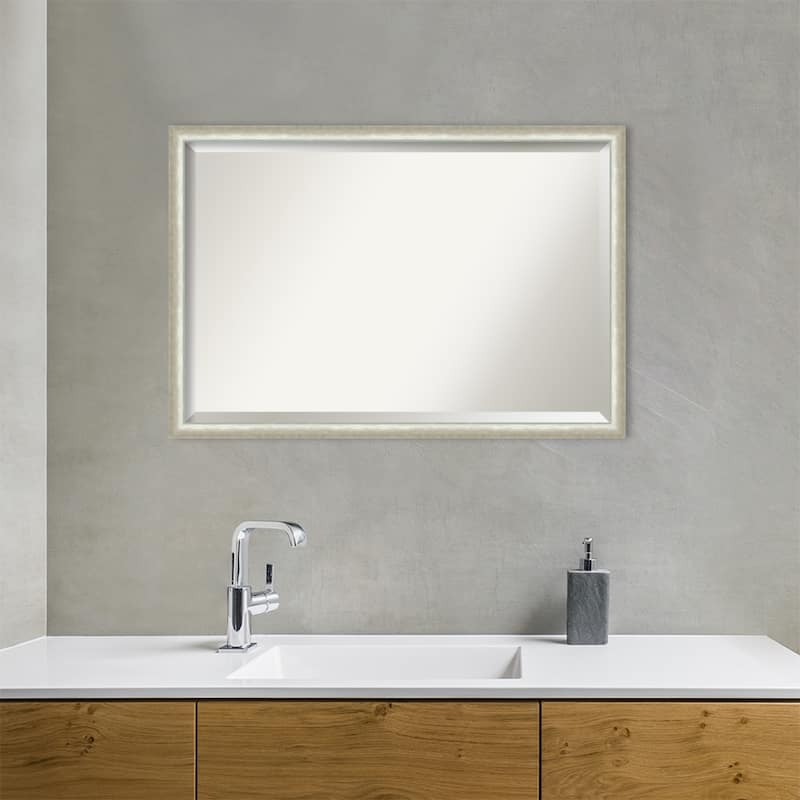 Two Tone Beveled Wood Framed Bathroom Vanity Wall Mirror
