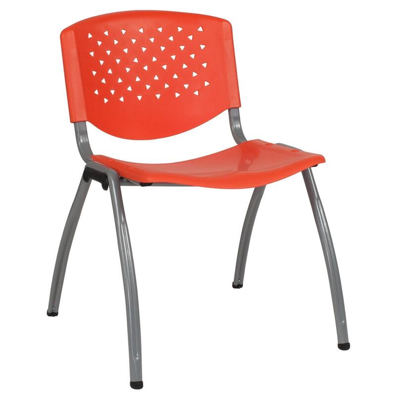880 lb. Capacity Plastic Stack Chair with Powder Coated Frame