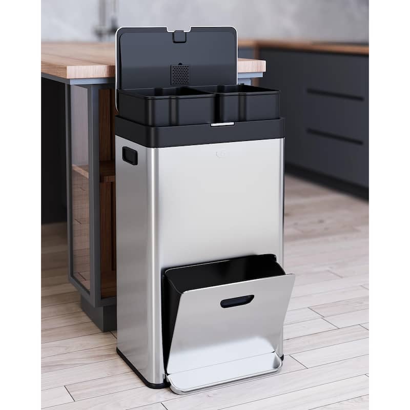 Kitchen Trash Can with Lid - 14.8 Gallon