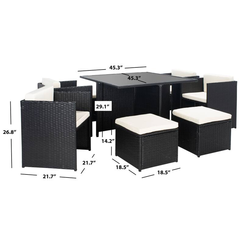 SAFAVIEH Outdoor Living Klena 9-piece Dining Set - 45"W x 45"D x 29"H