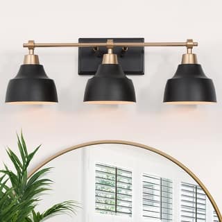 Modern Farmhouse Black Gold 3-Light Bathroom Vanity Light Dimmable Wall Sconce
