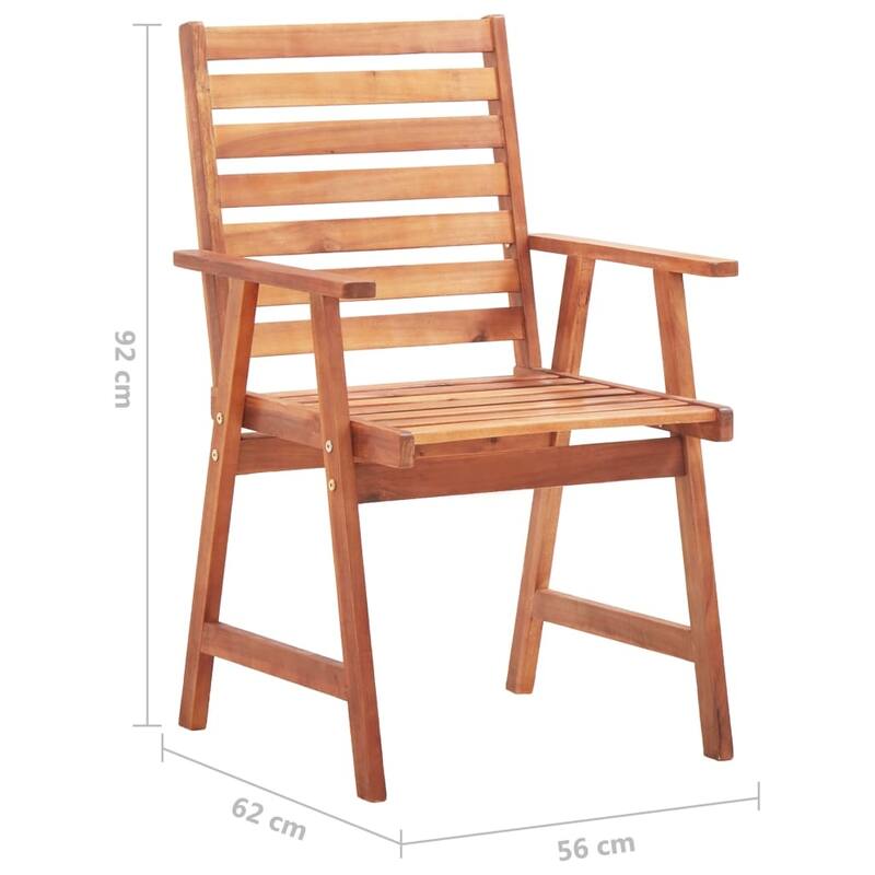 vidaXL Patio Dining Chairs Outdoor Patio Chair with Cushions Solid Wood Acacia - 22" x 24.4" x 36.2"
