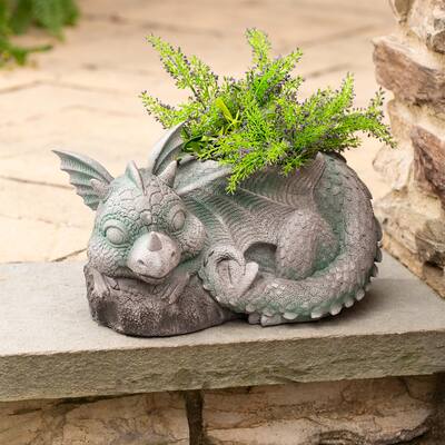 15 in. Sleeping Baby Dragon Planter