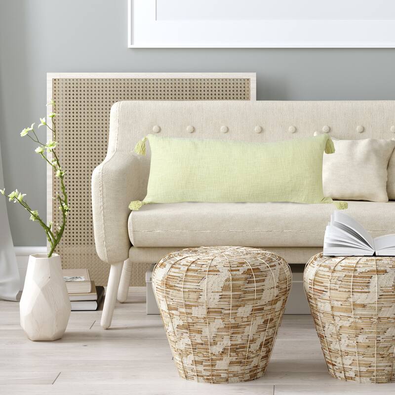 Sevita Solid Cotton Throw Pillow with Tassels