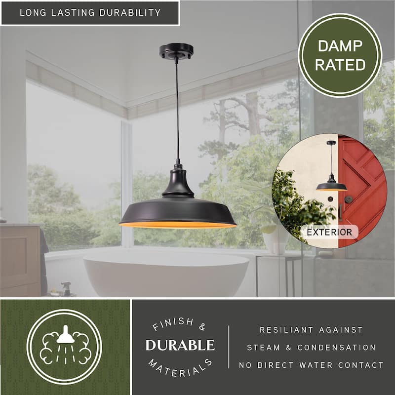 Dorado Bronze Outdoor Farmhouse Pendant Ceiling Light - 15-in W x 8.5-in H x 15-in D