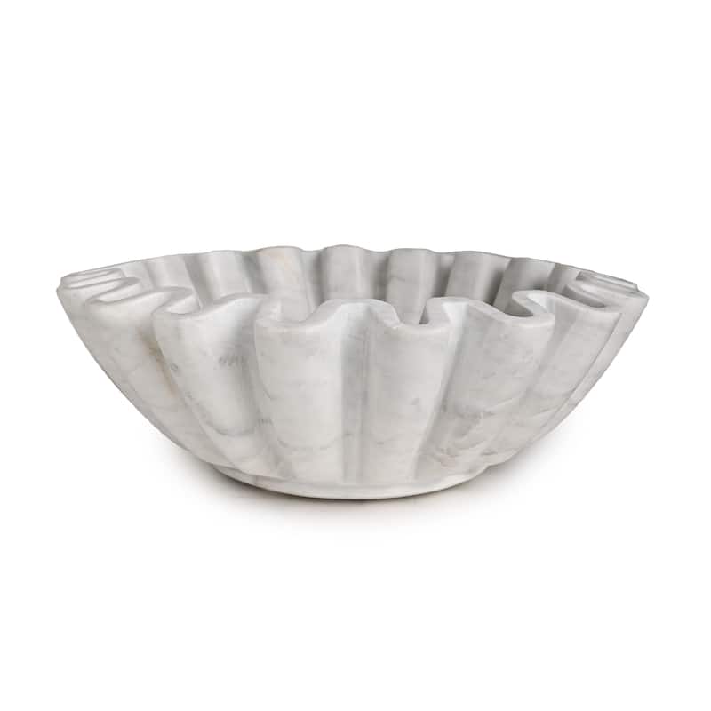 Marble Fine Carved Lotus Bowl 12"Dia