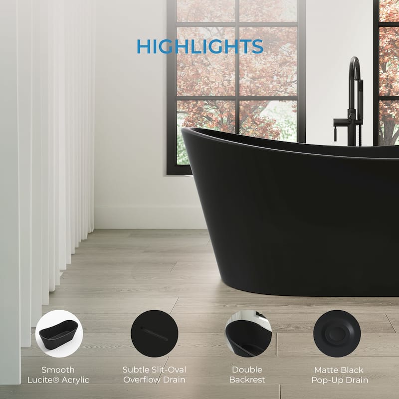 OVE Herschel 60-inch Free-Standing Bathtub in Matte Black