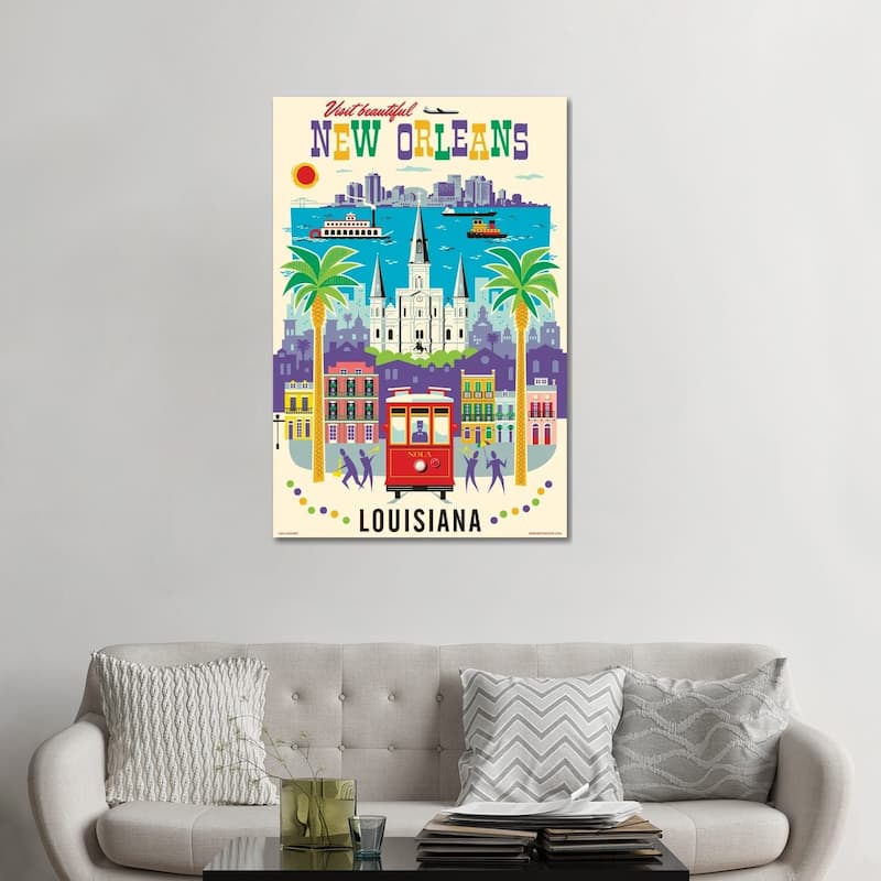iCanvas "New Orleans Travel Poster" by Jim Zahniser Canvas Print - 48x32x1.5