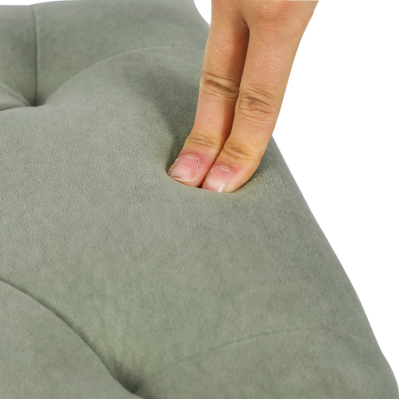Adeco Storage Ottoman Bench Tufted Top with Metal Legs