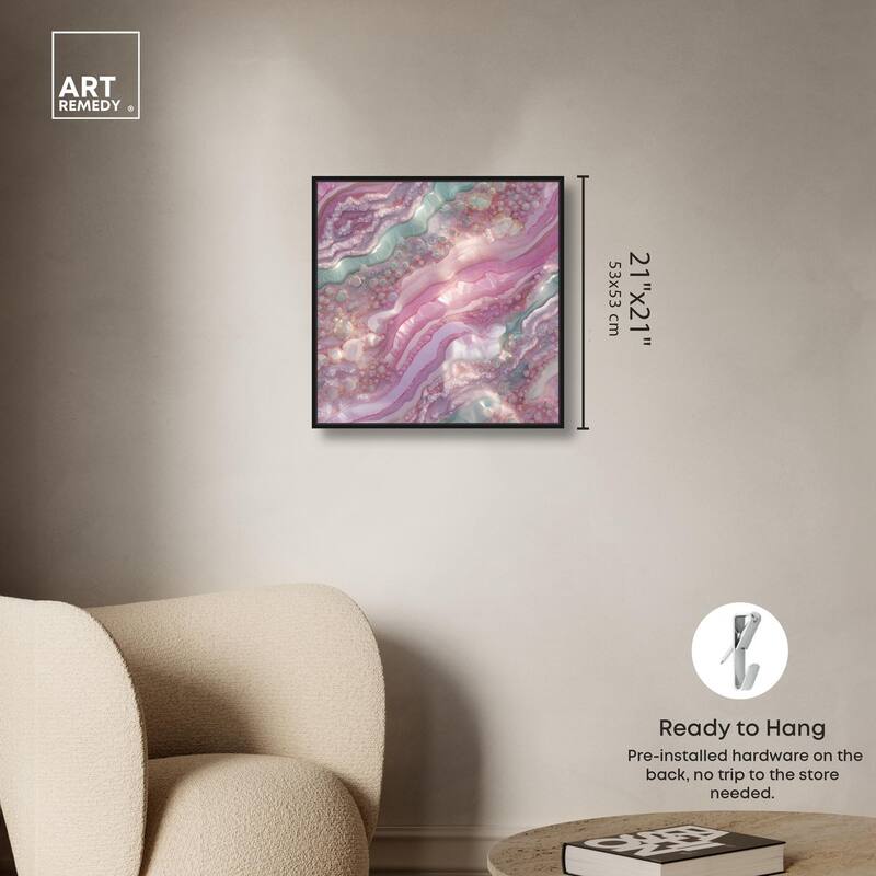 Pink and Mint Crystal I Canvas by Art Remedy